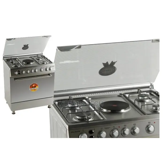 Polystar 4 Gas Burner,1 Hotplate Double Oven Stainless - P