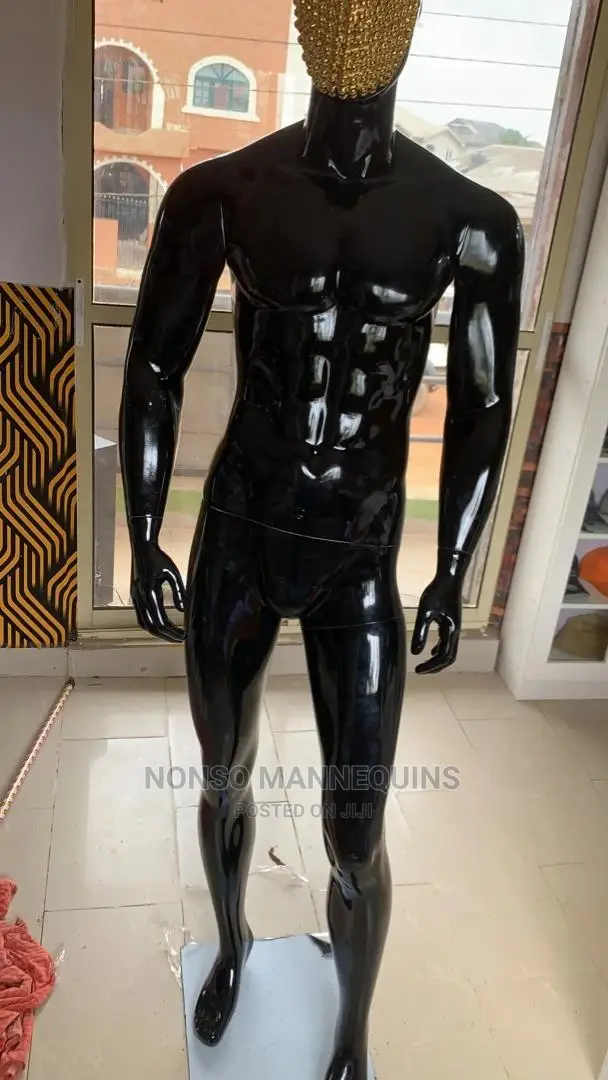 Gold Plated Face And Black Fibre Body Male Mannequin