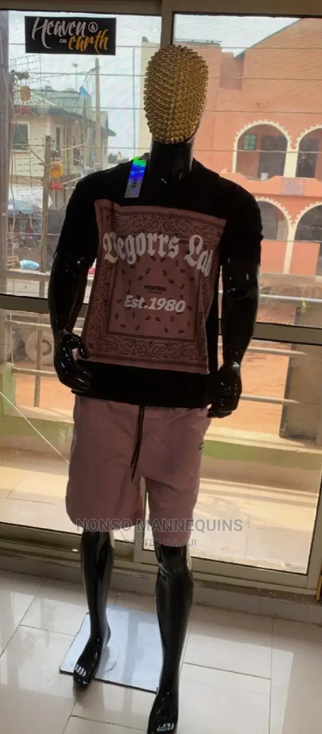 Gold Plated Face And Black Fibre Body Male Mannequin