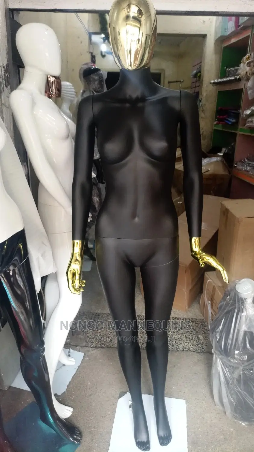 Gold And Black Female Display Matt Black Mannequin