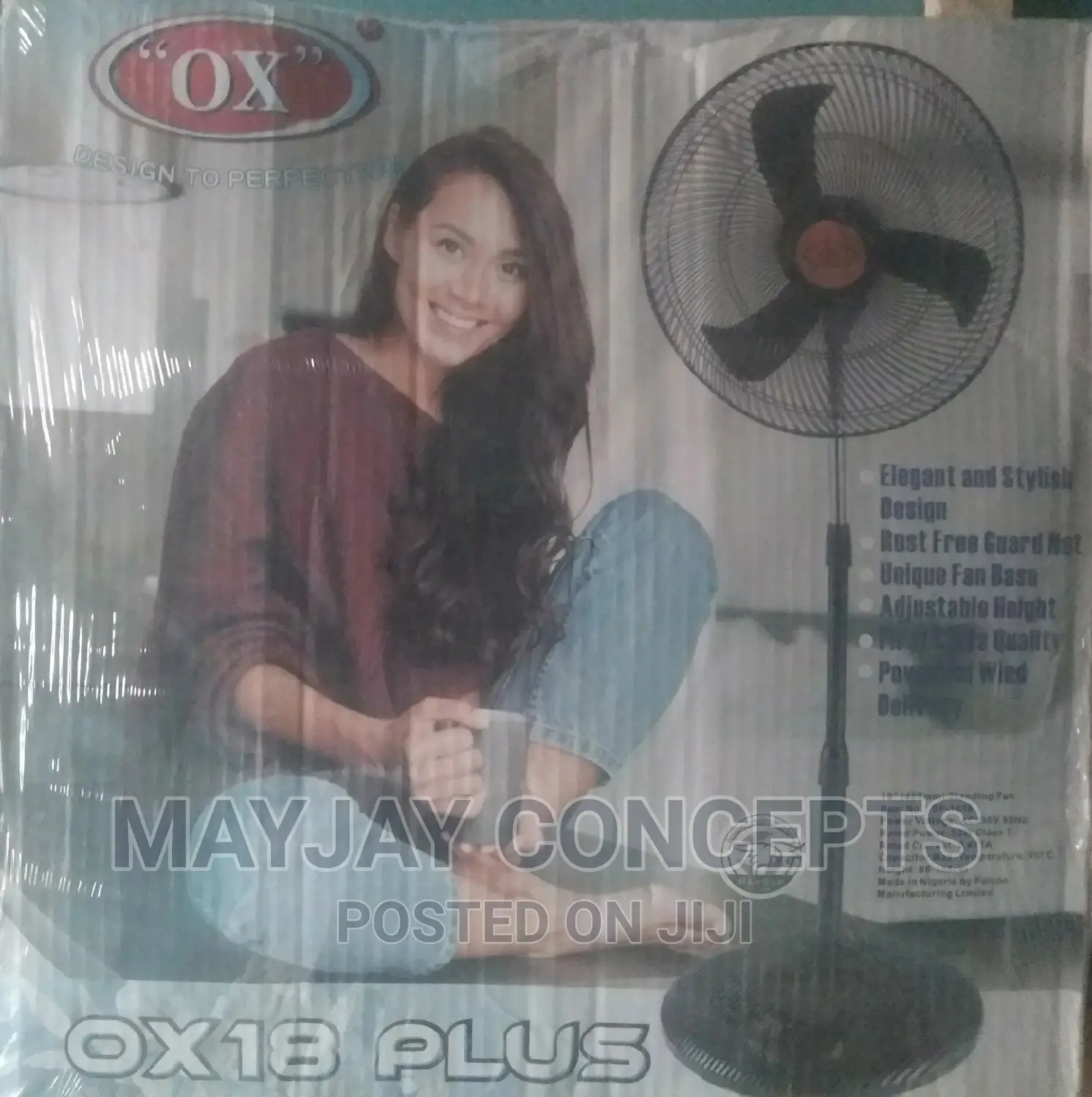 Ox 18inches Plus Standing Fan-Black Colour