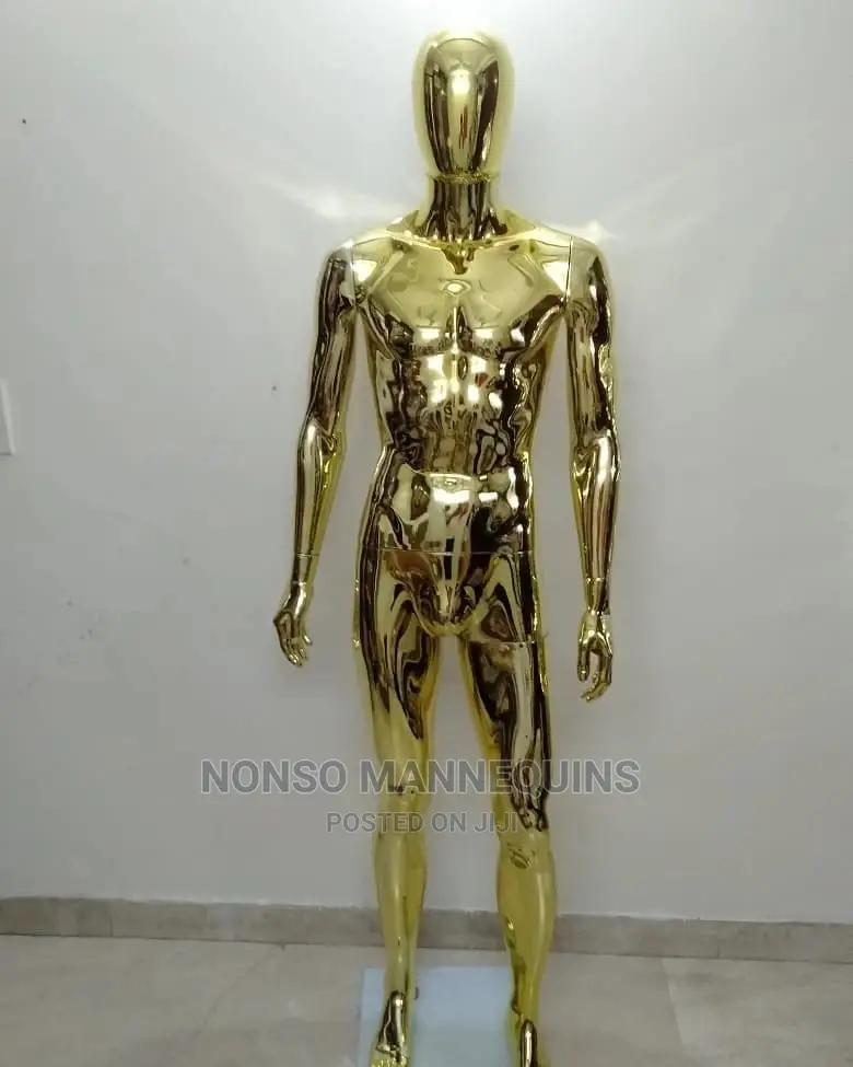 Male Size 10 Body Gold Chrome Display Mannequins