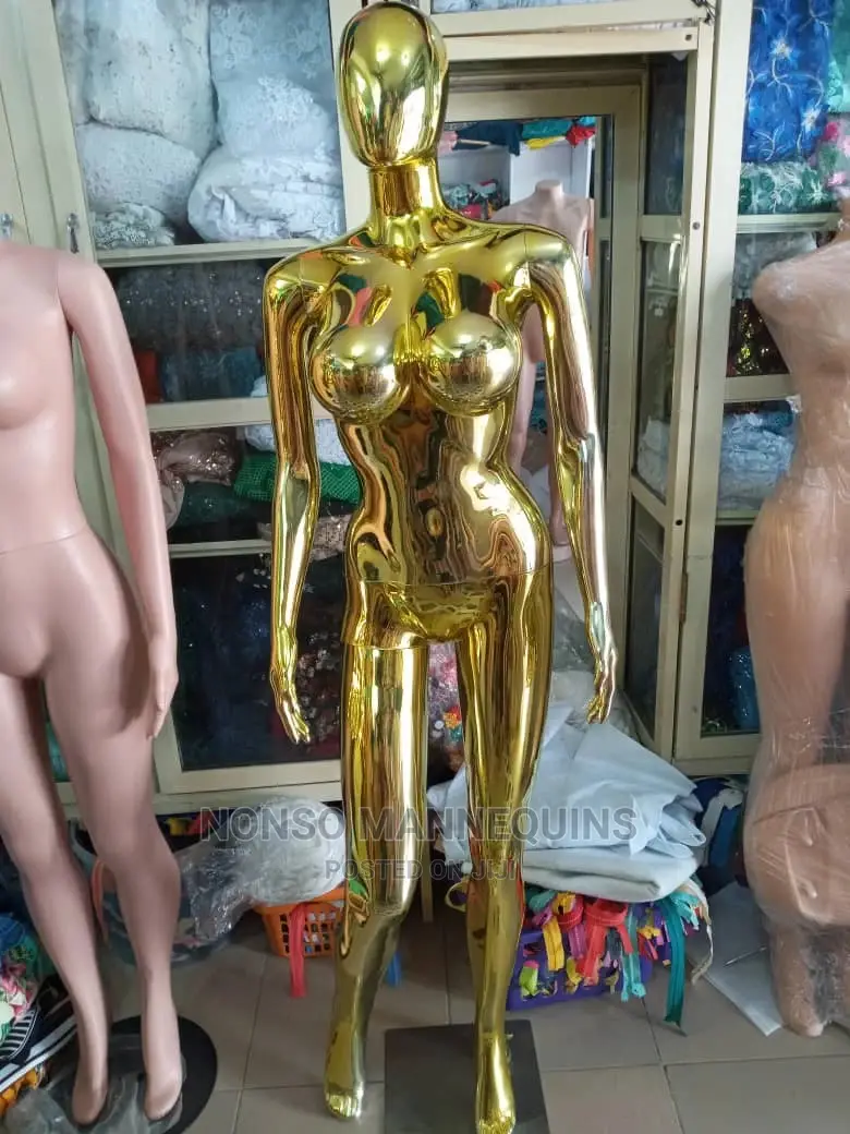 Big Breast Size 12 Gold Chrome Female Mannequin