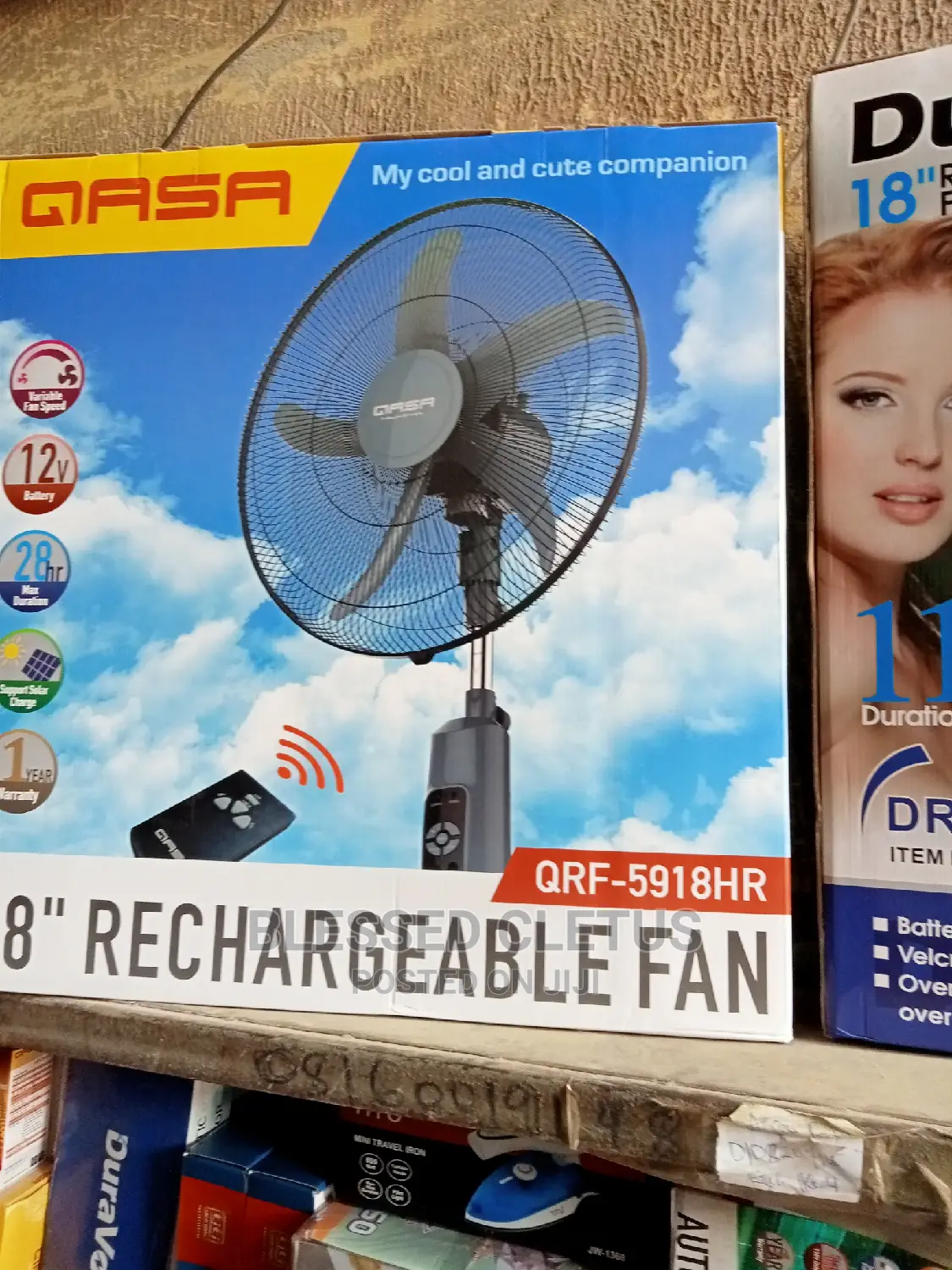 Qasa 18-Inch Rechargeable Standing Fan