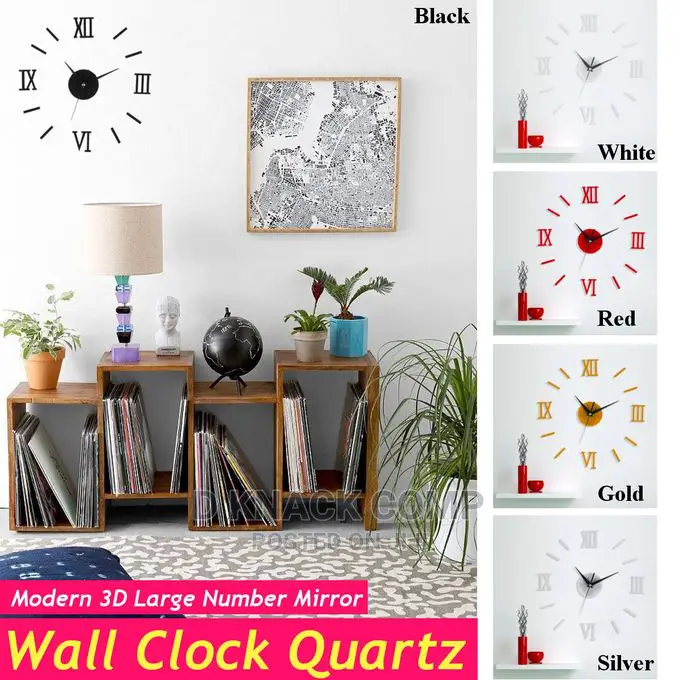 Roman Figures 3D Wall Clock Quartz Movement Hands Mechanism