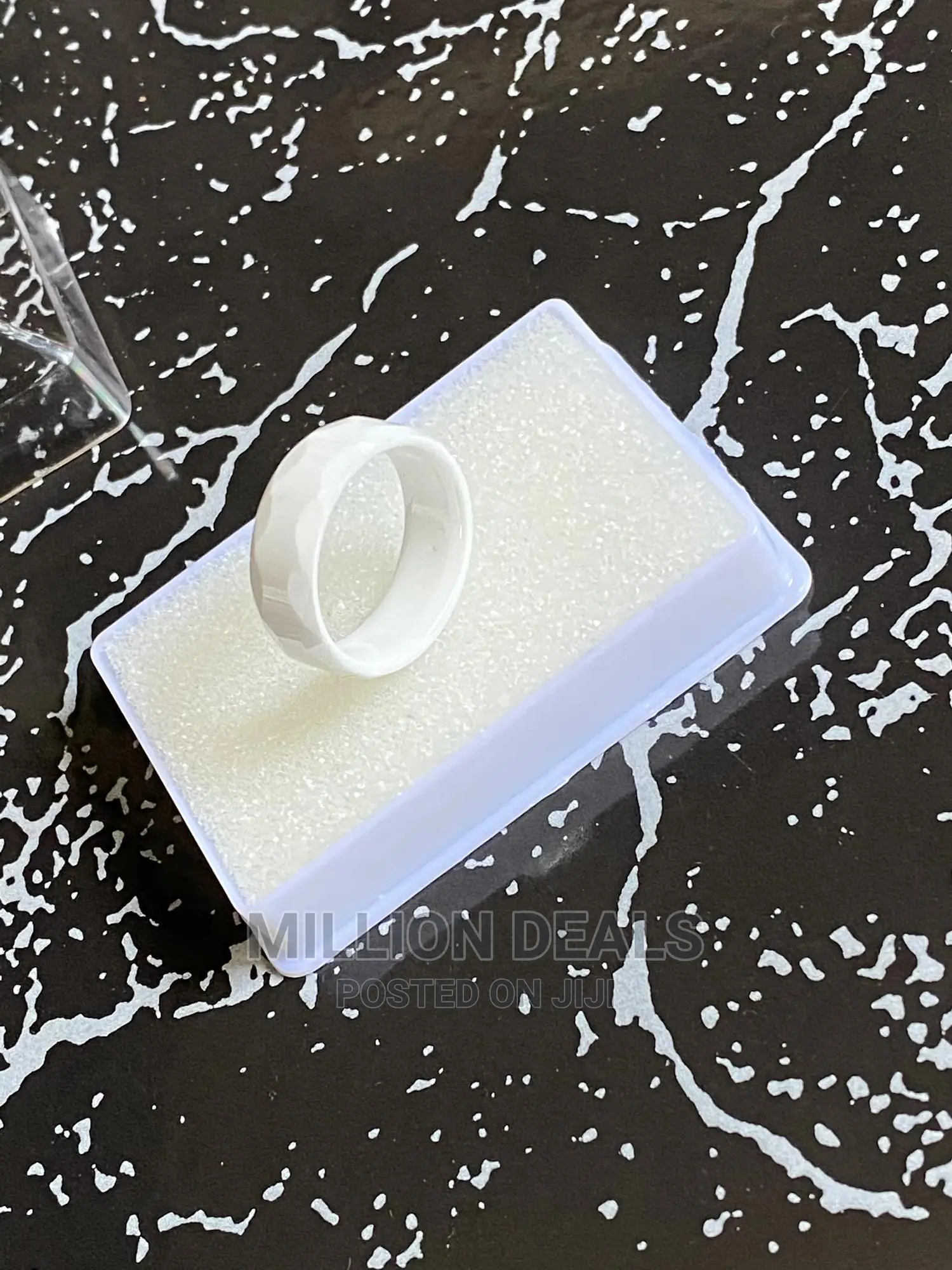 Simple Men’S Ceramic White Ring