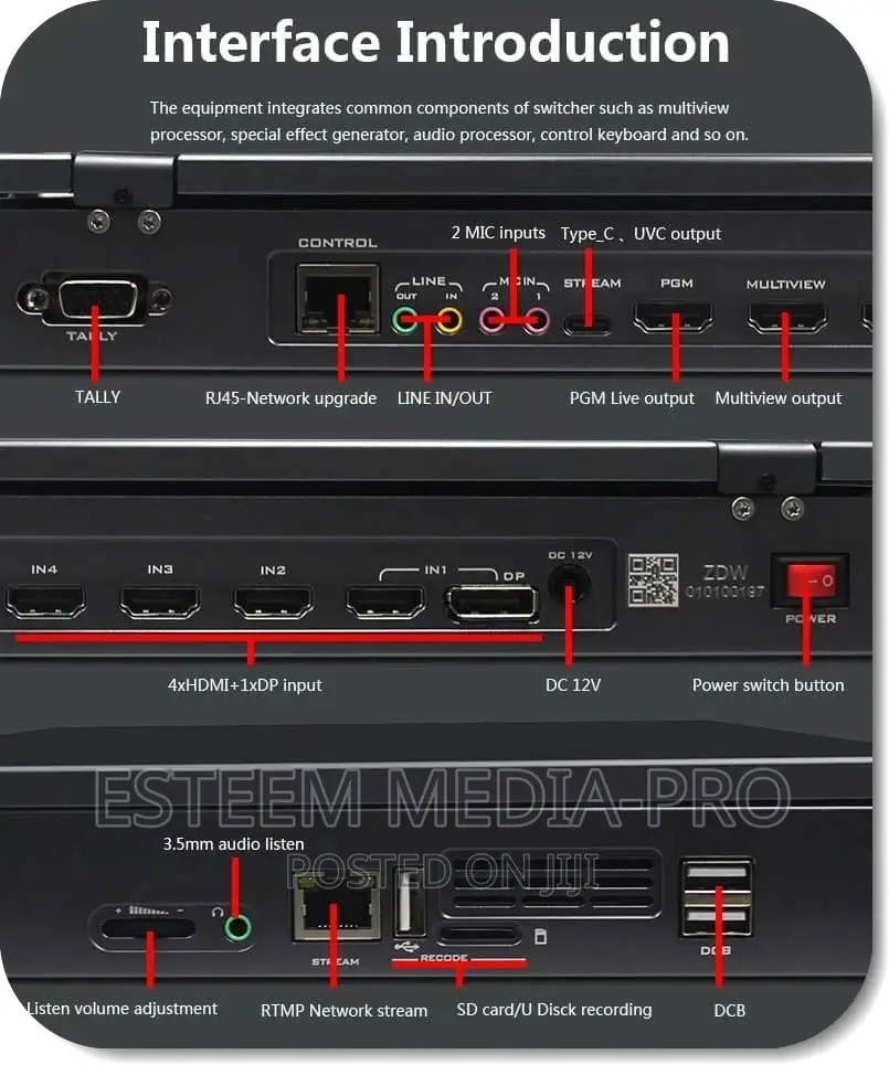 Devicewell Hds9335 Live Recording Video Switcher 4hdmi,1*Dp