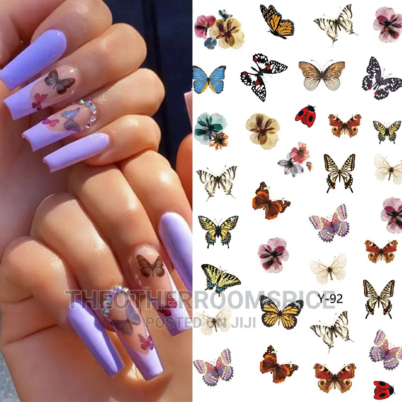 Butterfly Nail Art Design Acrylic Polygel Sticker