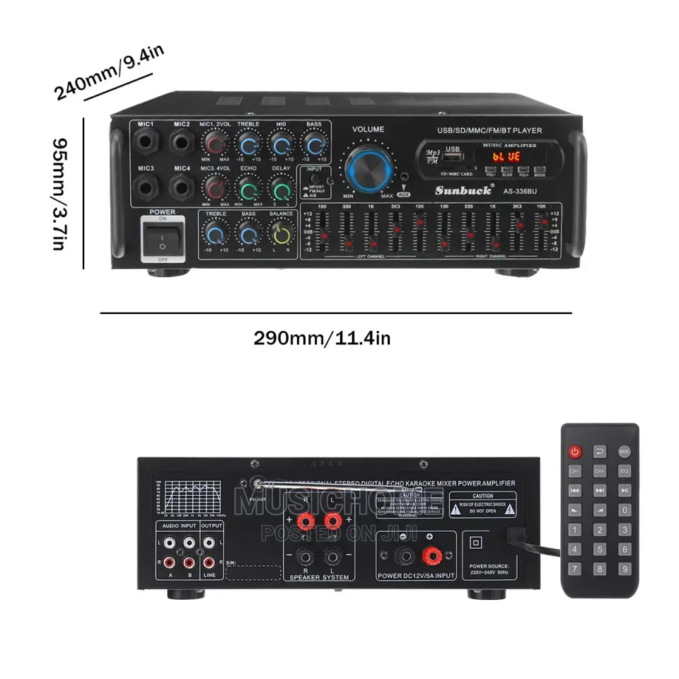 Sunbuck Audio Amplifier System for Speakers in Home or Car