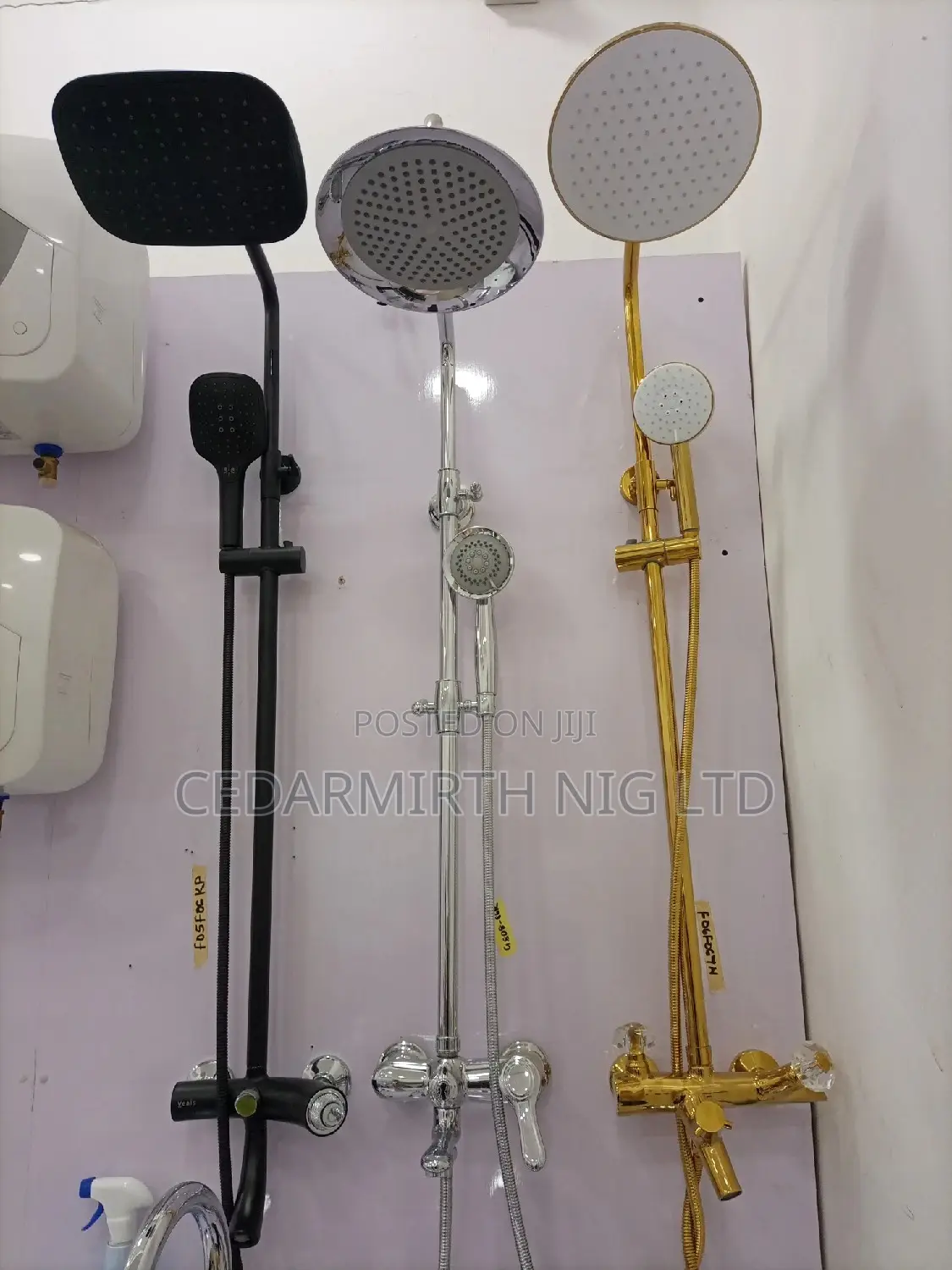 Venis Black , Gold Stainless Bathroom Standing Shower