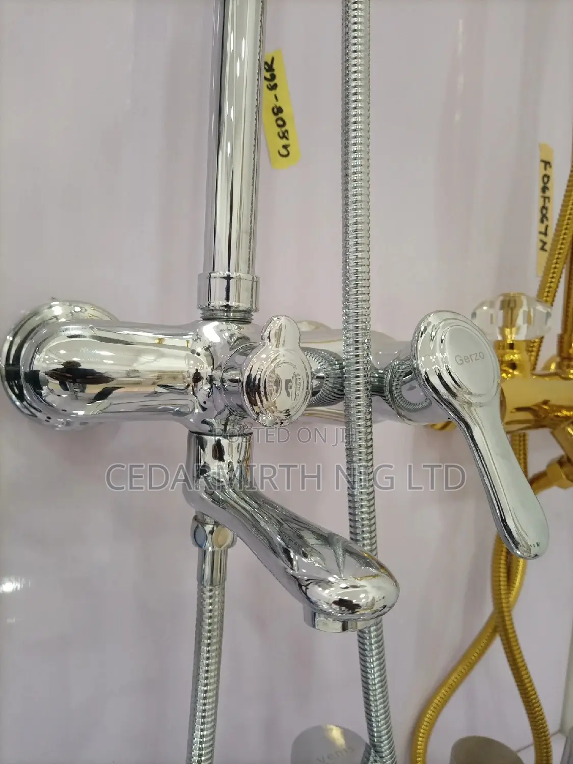 Venis Black , Gold Stainless Bathroom Standing Shower