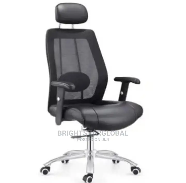 Net Office Chair With Headrest and Adjustable Handle