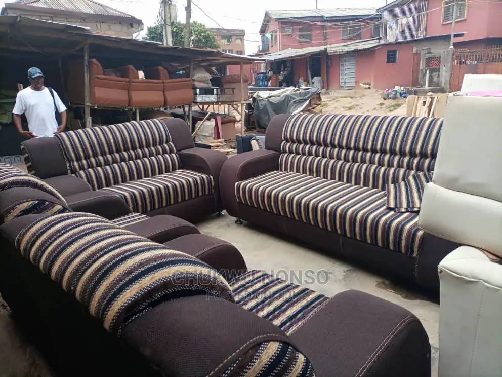 Complete Set of Brown Fabric Sofa