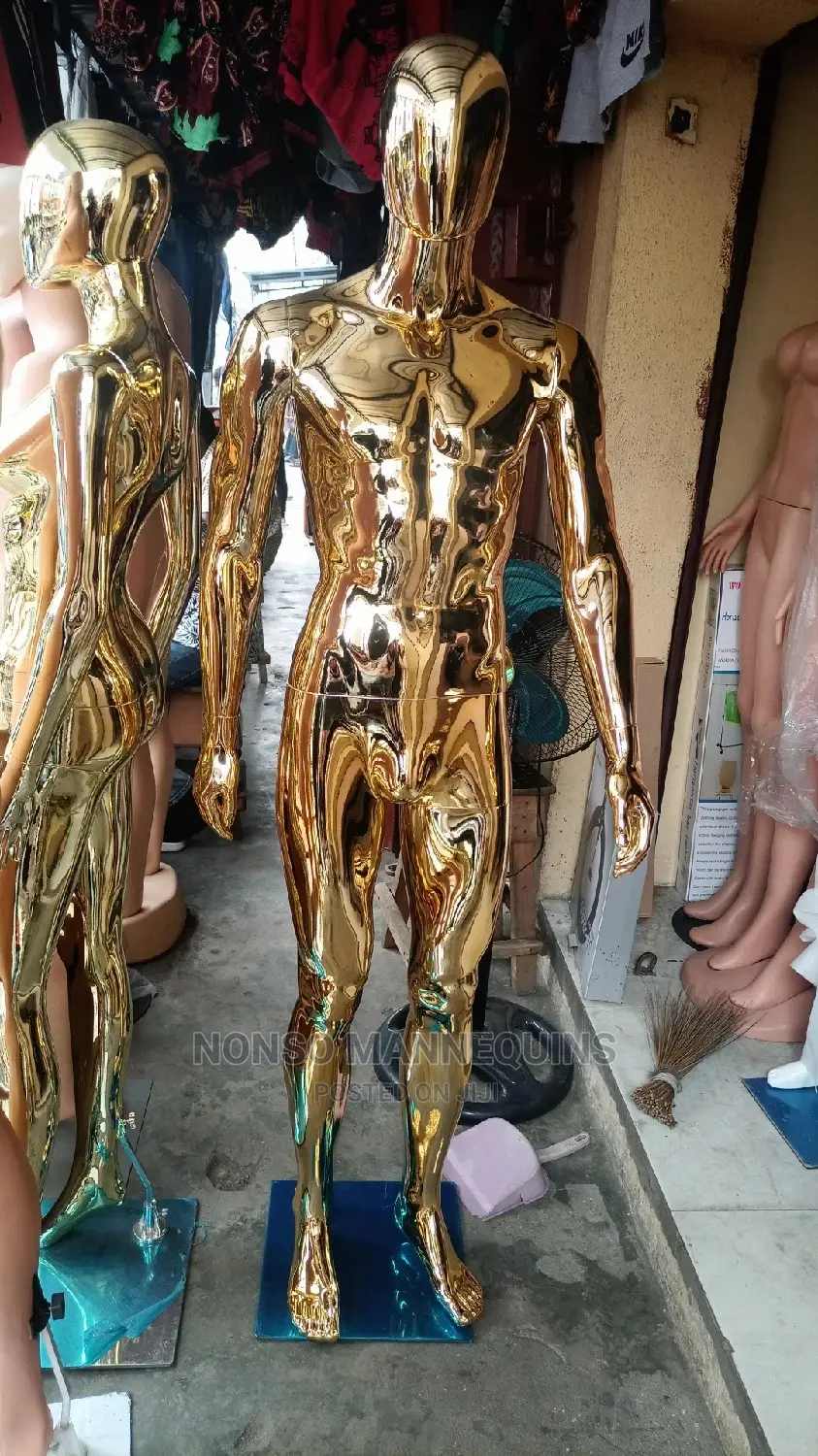 Normal Size Gold Chrome Male Full Body Mannequin