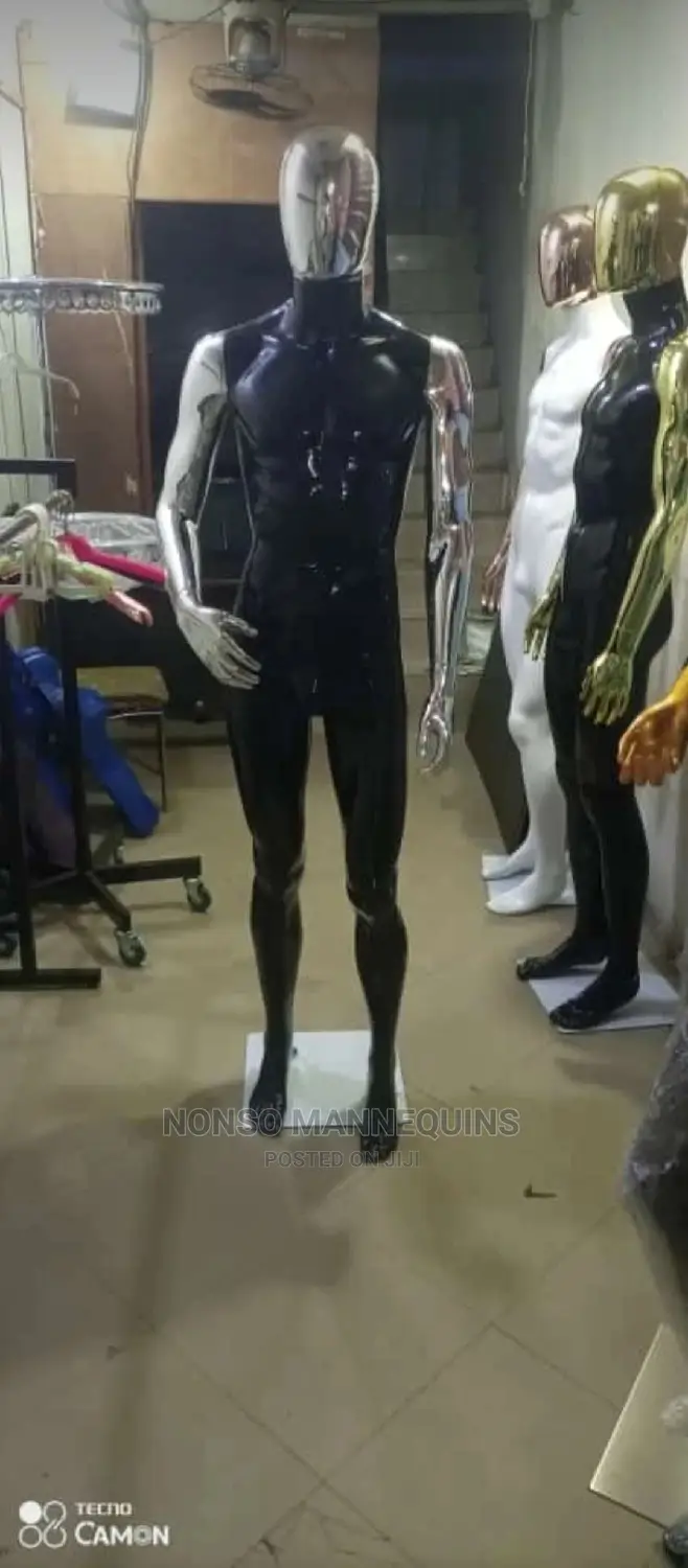 Silver And Black Body Male Full Body Faceless Mannequin