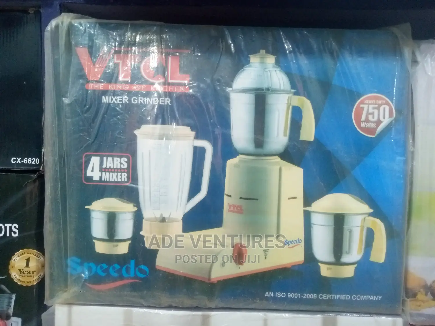 VTCL Heavy Duty Blender Mixer and Grinder Set - 750watts