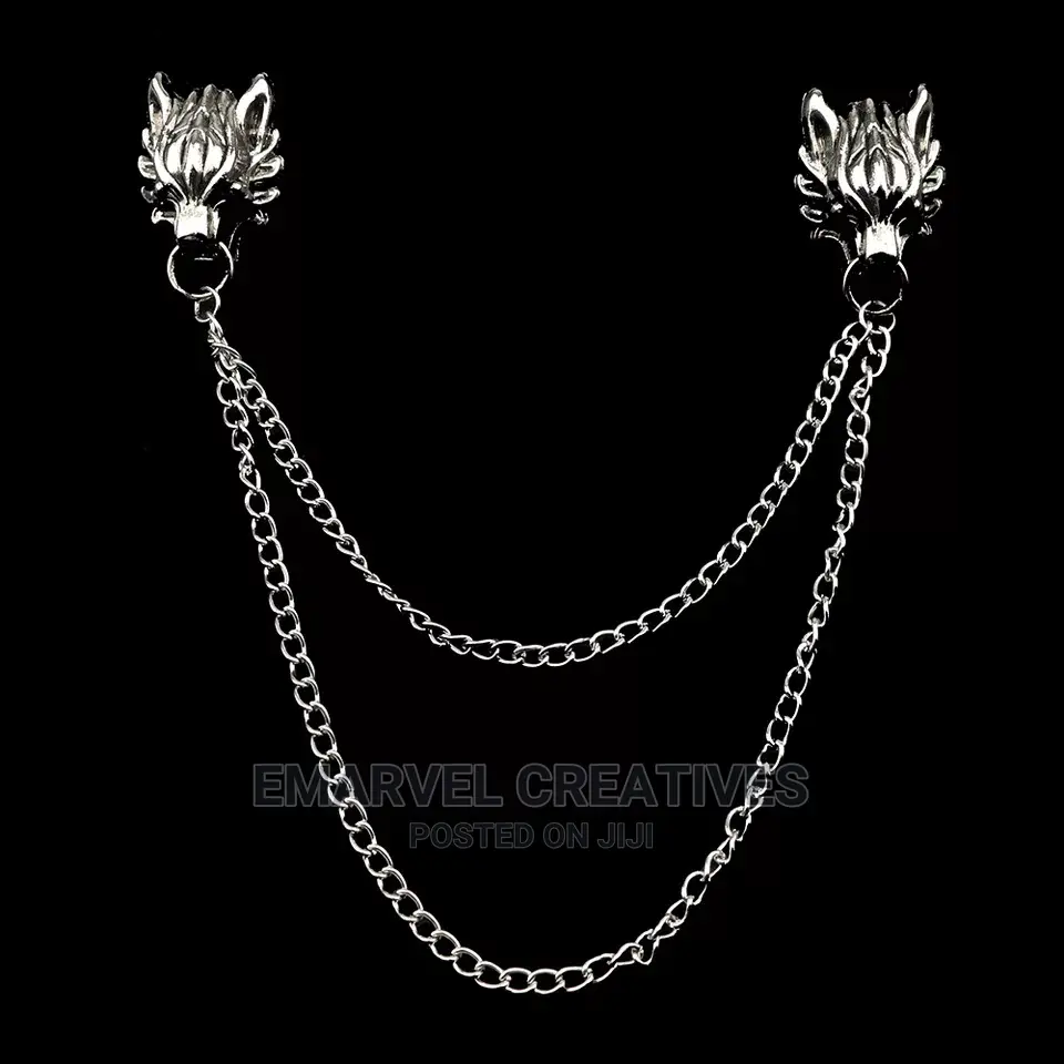 Man Suit Shirt Collar Brooch Chain Lapel Pin Brooch Dragon