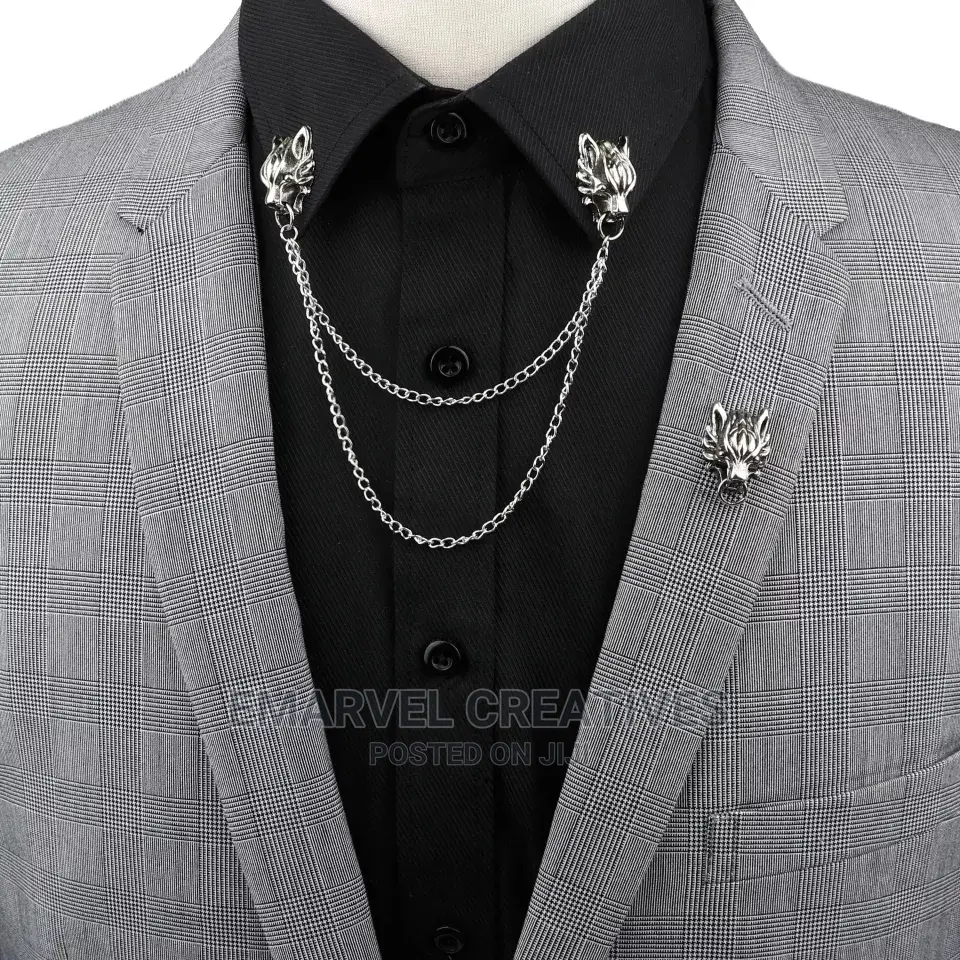 Man Suit Shirt Collar Brooch Chain Lapel Pin Brooch Dragon