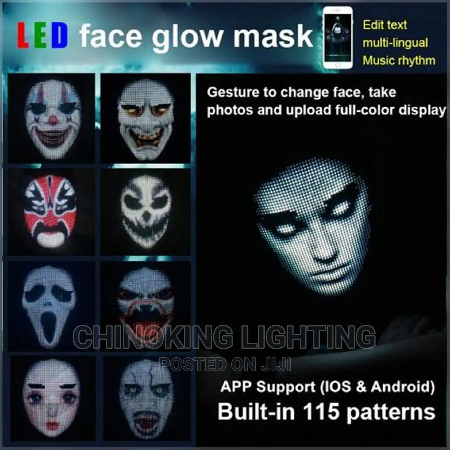 LED Face Mask DJ Waiters Mask