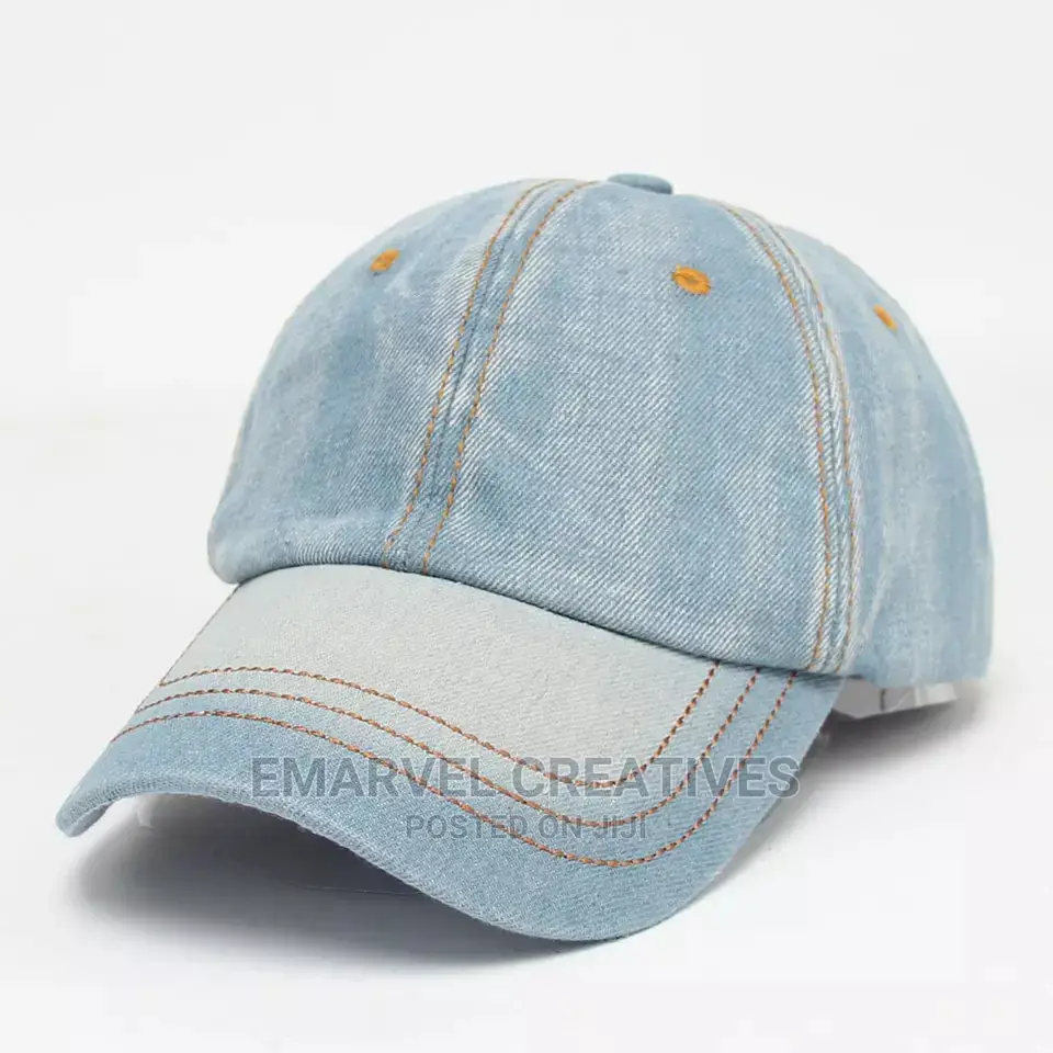 Unisex Solid Denim Men Women Baseball Cap Blank Washed Denim