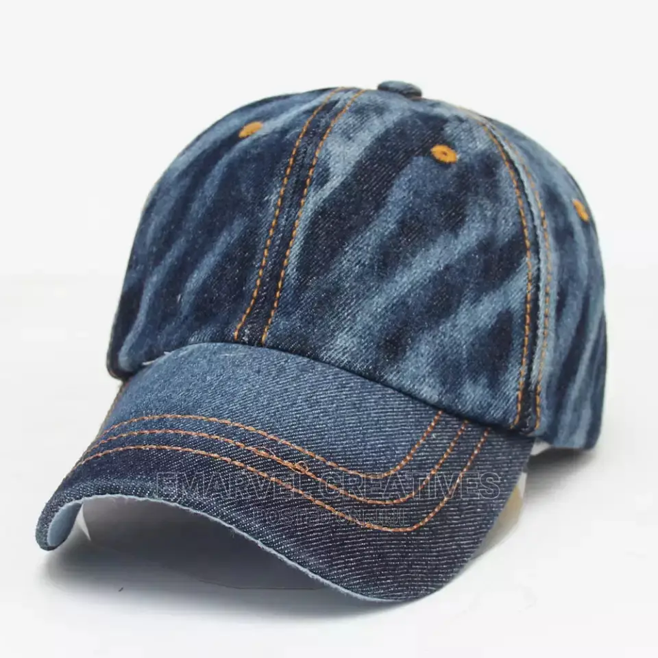 Unisex Solid Denim Men Women Baseball Cap Blank Washed Denim