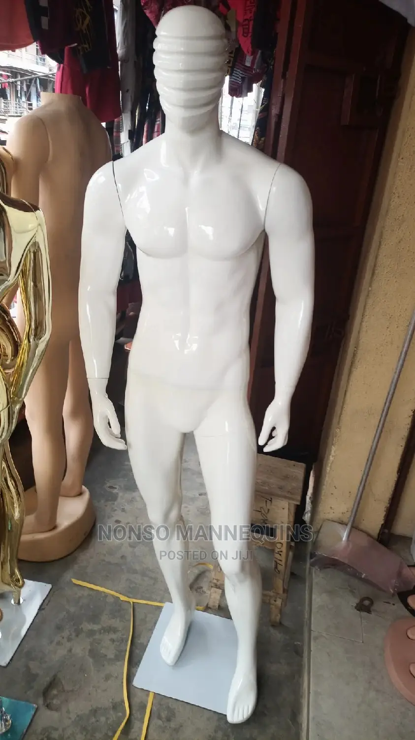 Line Line Face White Glossy Full Body Male Mannequin