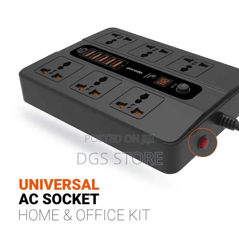 Porodo 5 USB 6 AC Output 1 Usb-C PD Multiport Charging