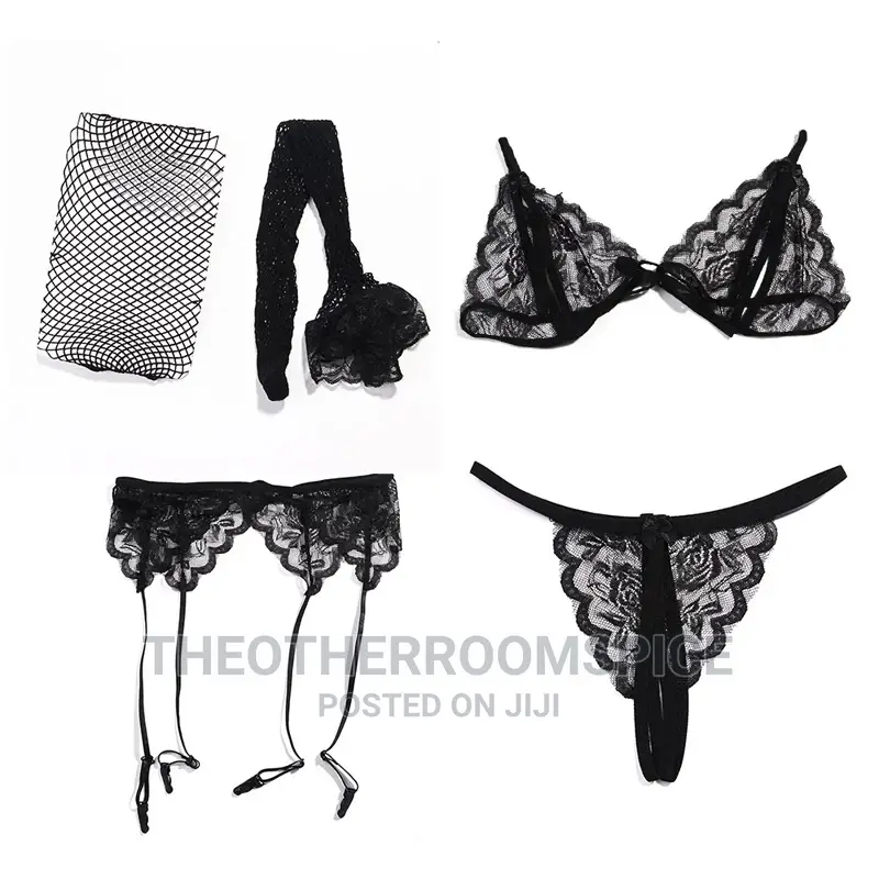 Crotchless Bra Pant Garter Socks Lingerie Underwear