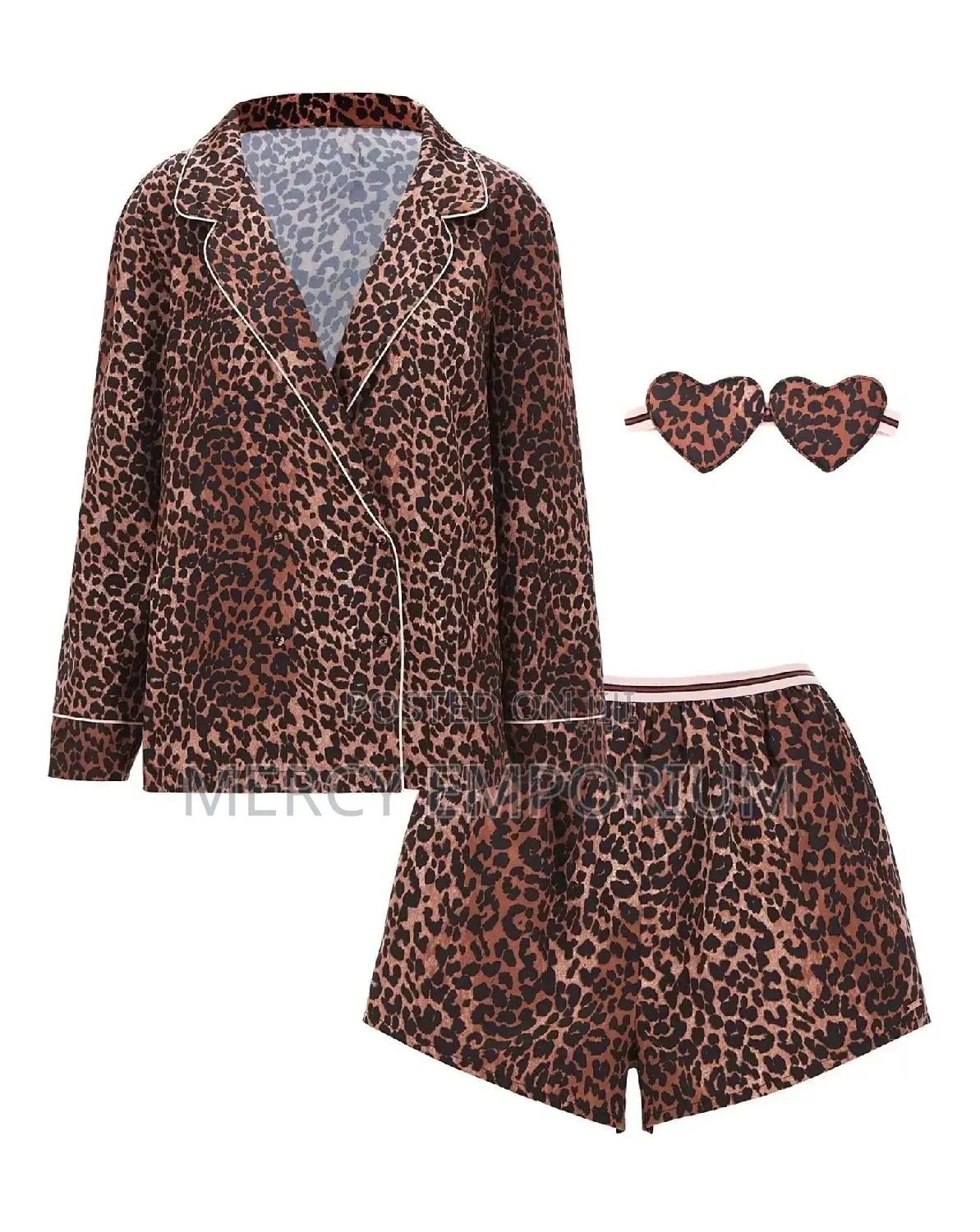 Figleaves Curve Madame Animal Satin Pyjama Eyemask Set