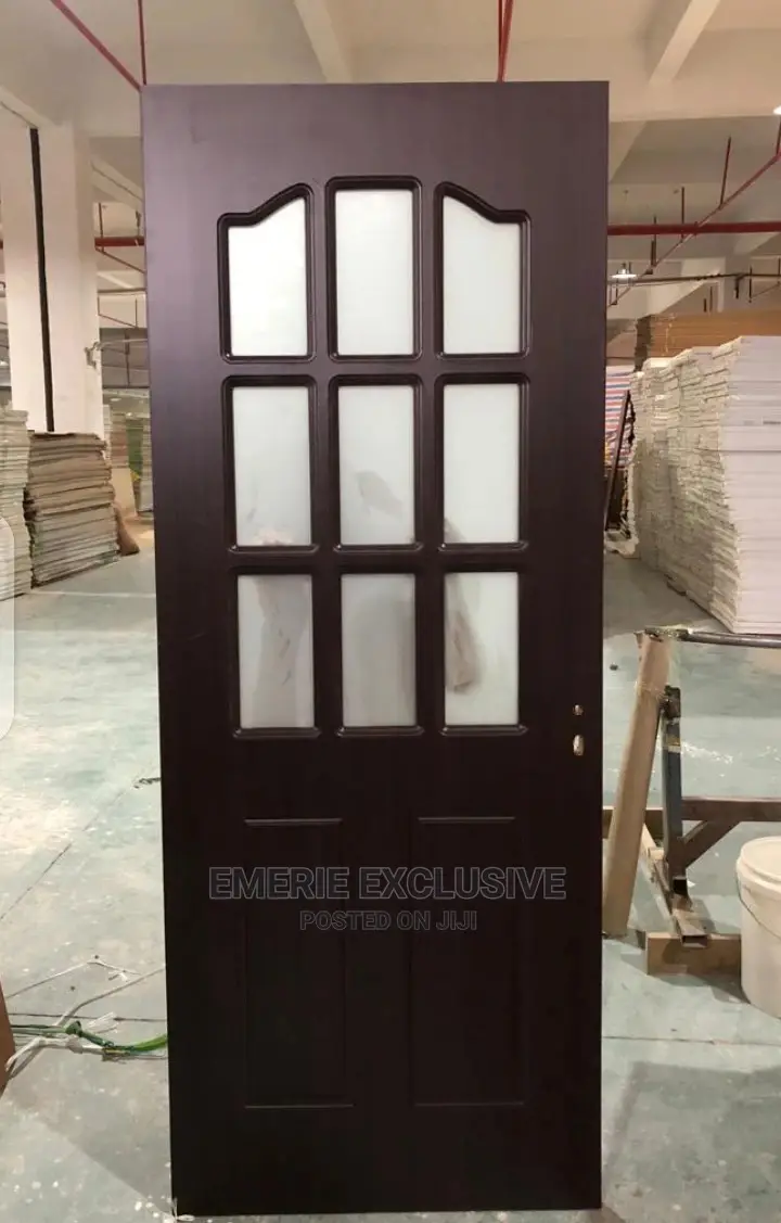 3ft: Turkey Hard Wooden Door With Glass Black and White Colo