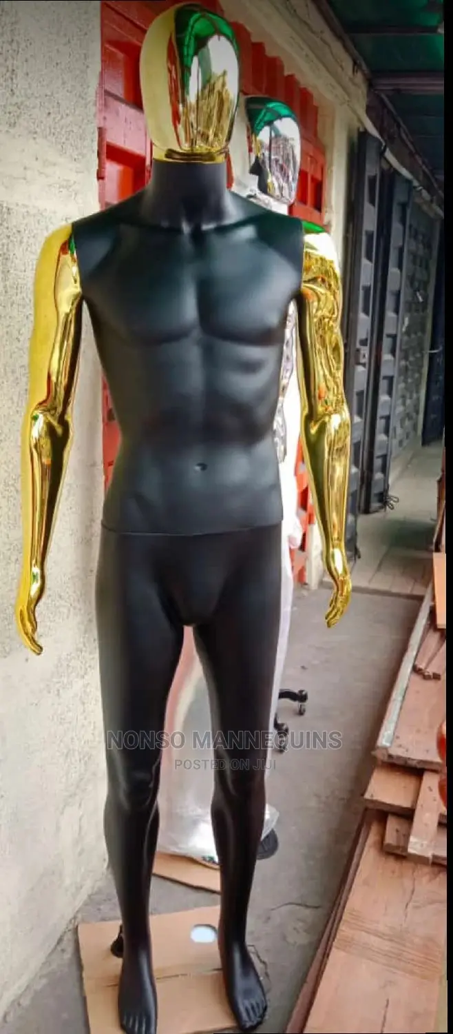 Full Male Matt Black Body And Gold Display Mannequin