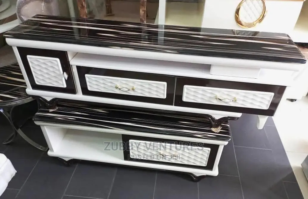 Marble TV Stand Center Table Set