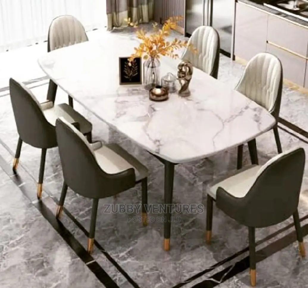 New 6 Seater Royal Marble Dining Set