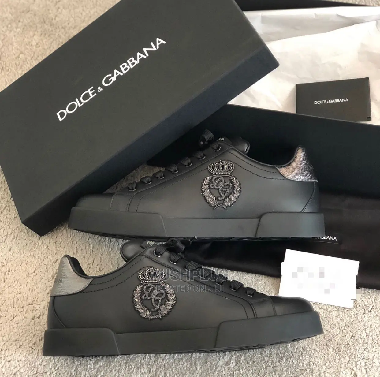 Dolce Gabbana “Black Crown Patch Portofino” Sneakers