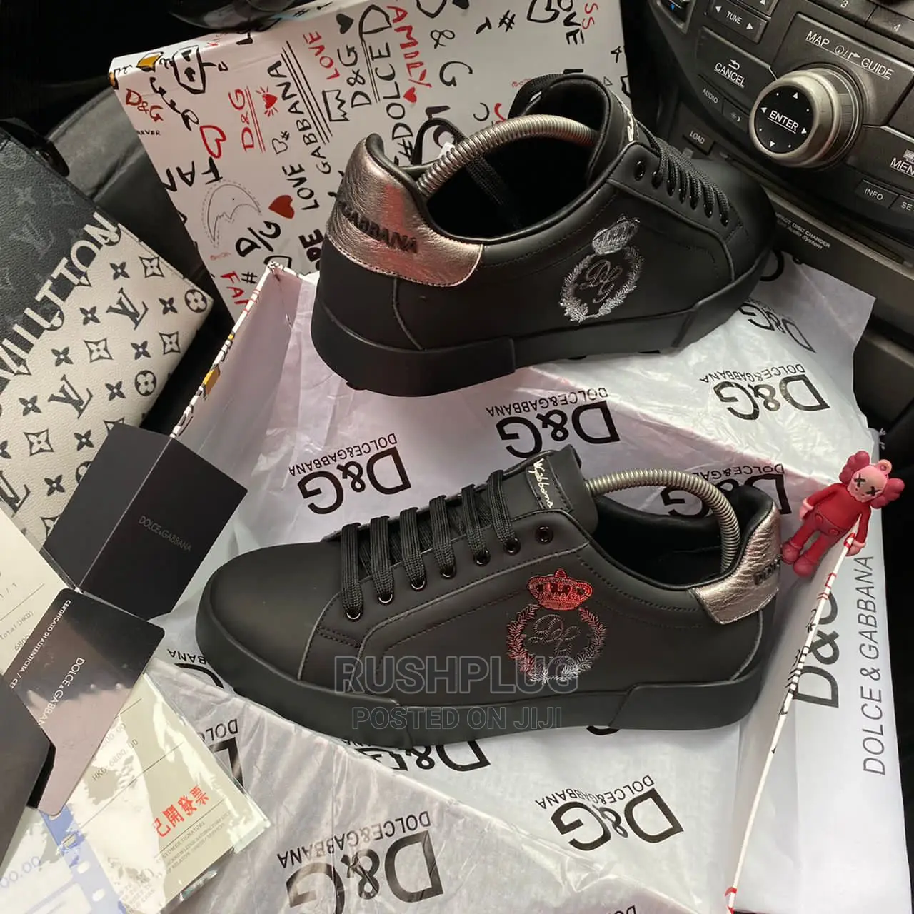 Dolce Gabbana “Black Crown Patch Portofino” Sneakers