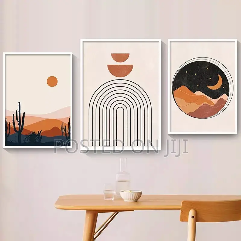 Abstract Vintage Sun and Moon Wall Art