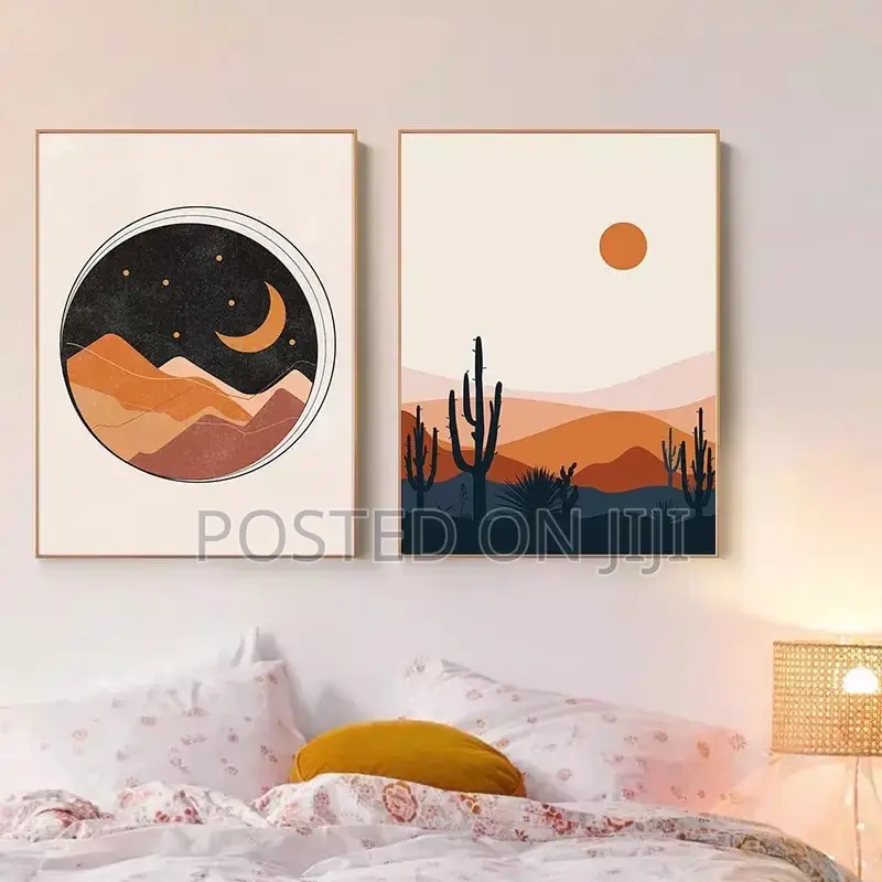 Abstract Vintage Sun and Moon Wall Art