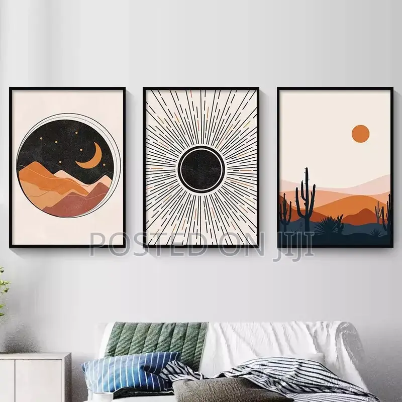 Abstract Vintage Sun and Moon Wall Art