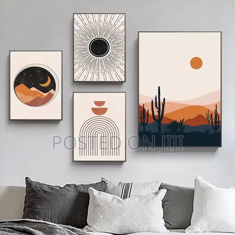 Abstract Vintage Sun and Moon Wall Art