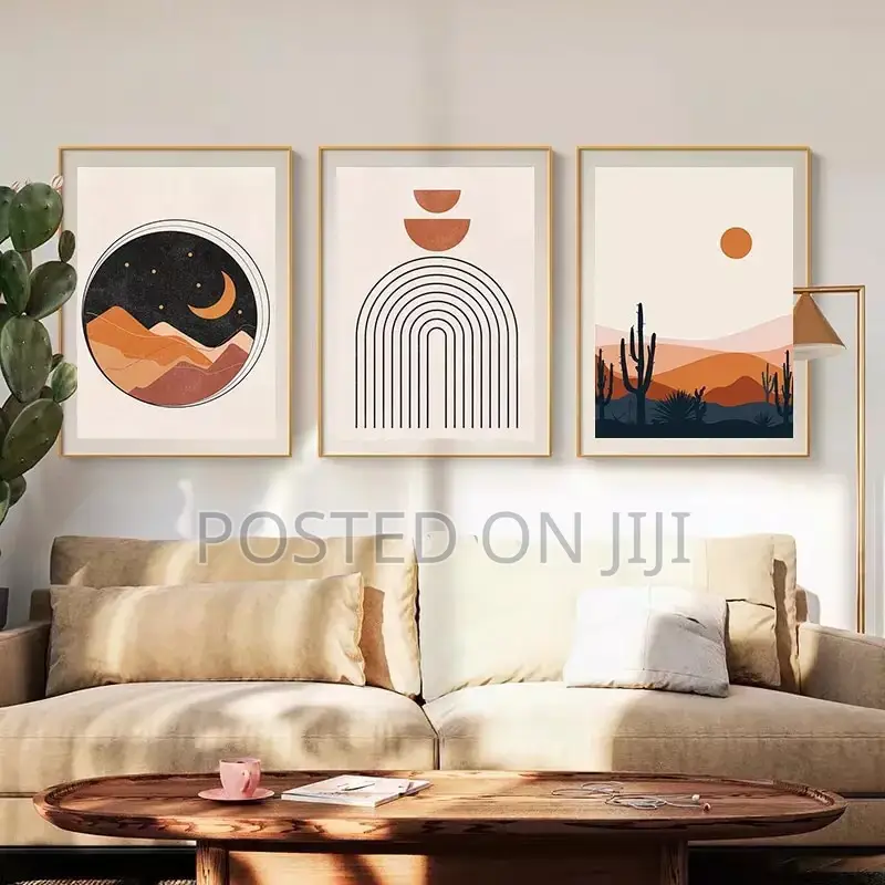Abstract Vintage Sun and Moon Wall Art
