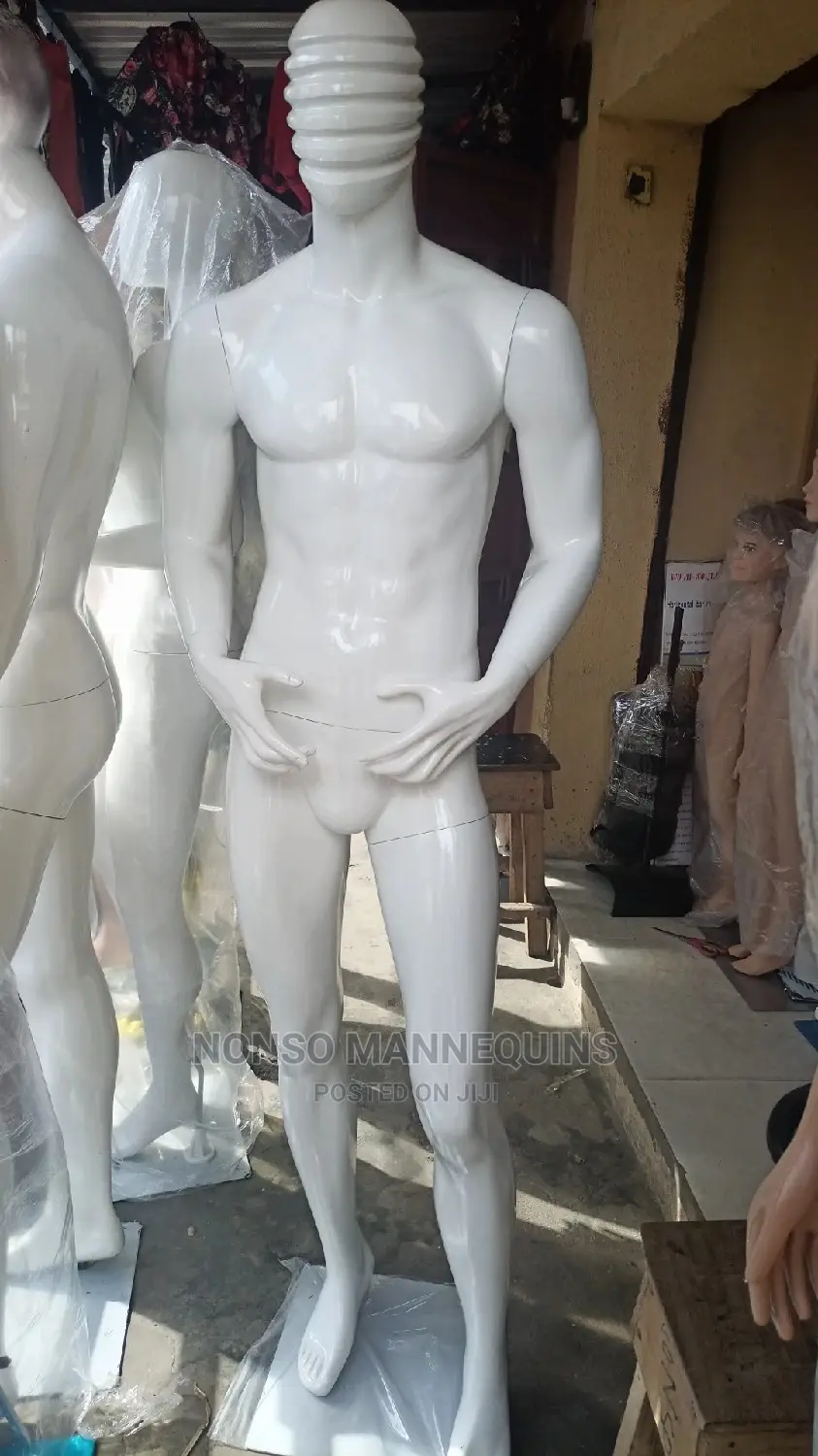 Fibre Line Line Face Glossy White Full Body Mannequin