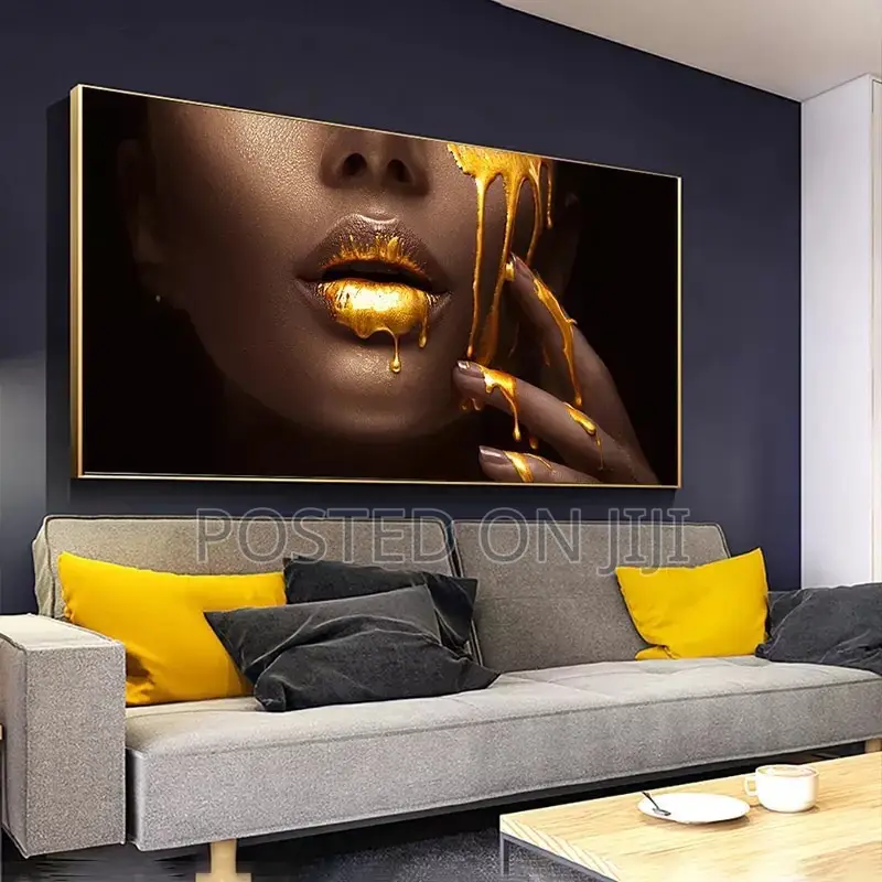 Woman Face With Golden Liquid Print