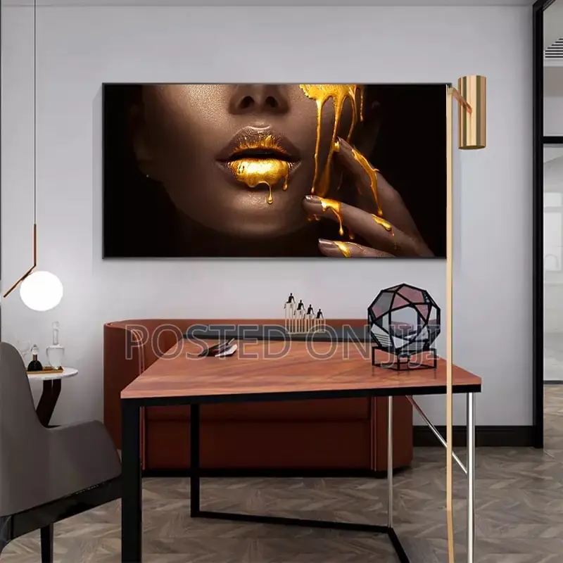Woman Face With Golden Liquid Print
