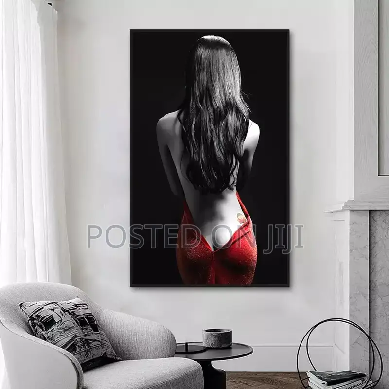 Sexy Nude Woman on Red Skirt Wall Art