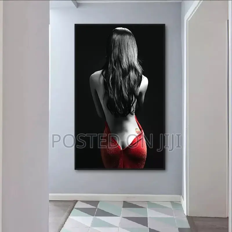 Sexy Nude Woman on Red Skirt Wall Art
