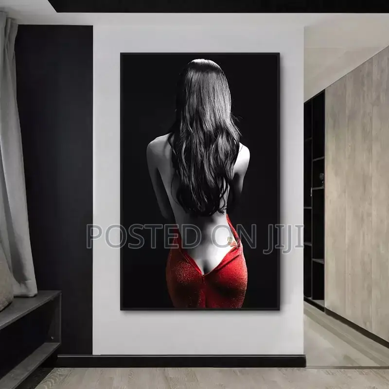 Sexy Nude Woman on Red Skirt Wall Art