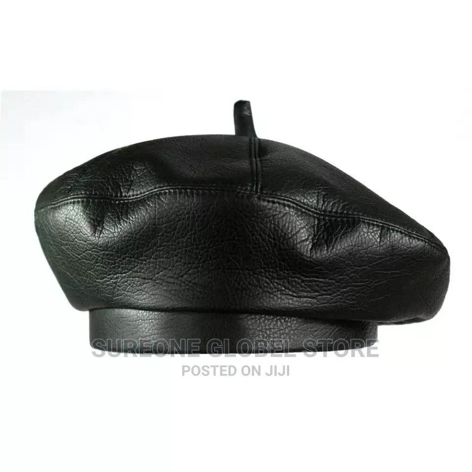 Women Fashion Beret Solid PU Leather Beret