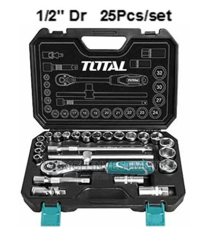 TOTAL Socket Wrench Set 10-32mm 1/2 Drive 25pcs