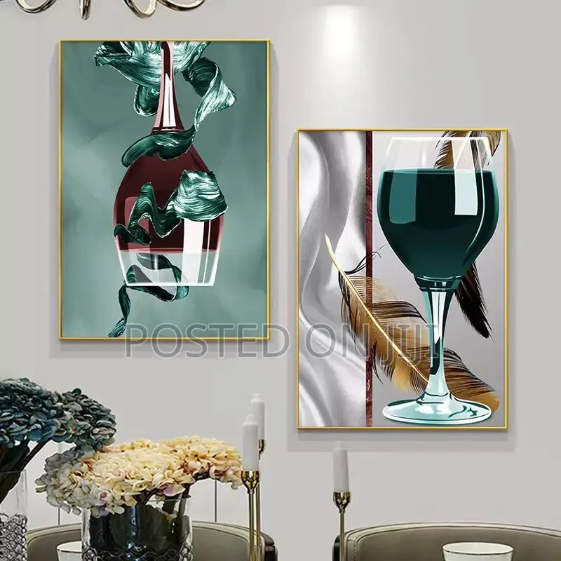 Wine Glass With Feather Canvas Print