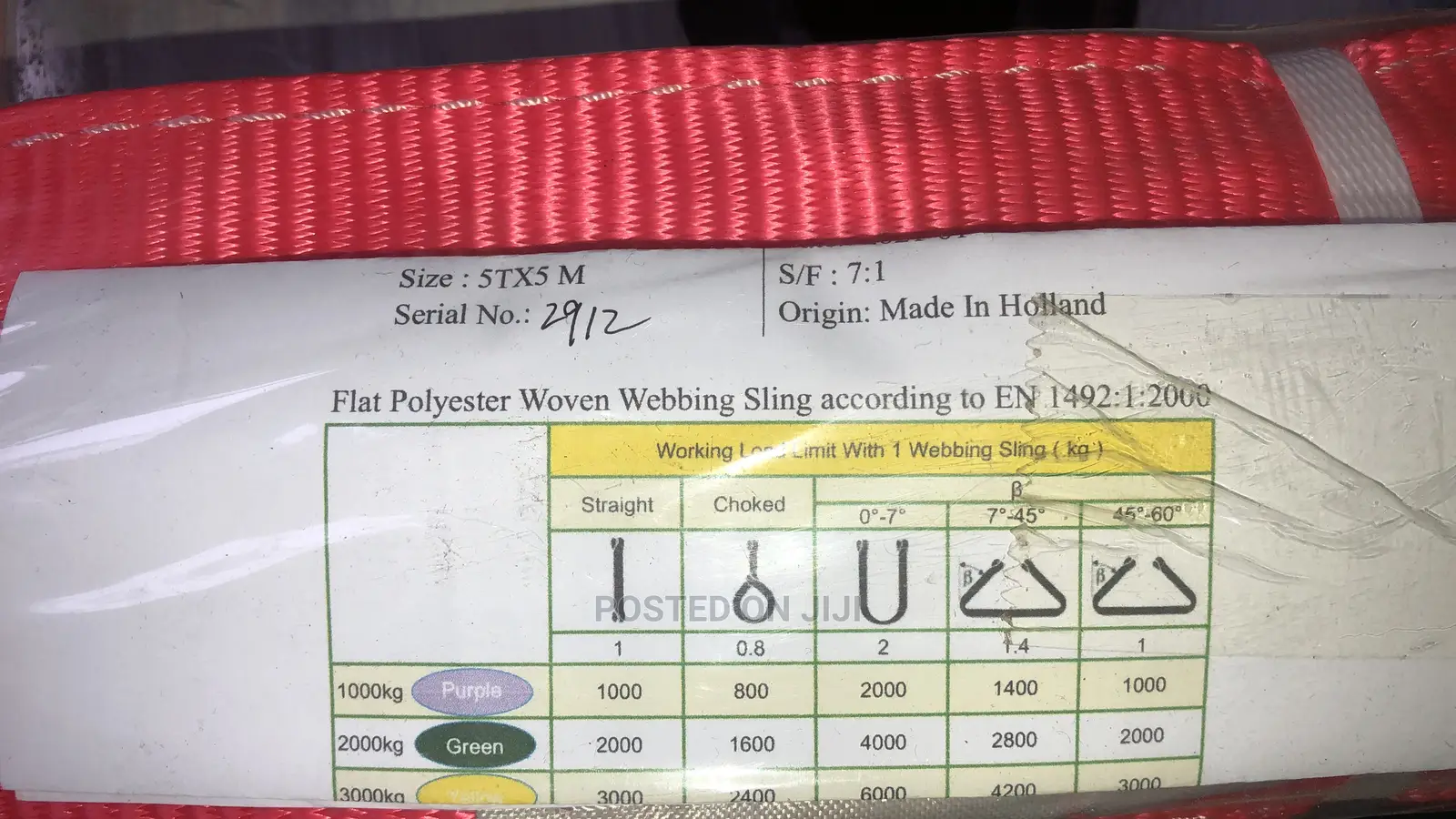 Webbing Sling 5tonsx5meters Professional Made in Holland